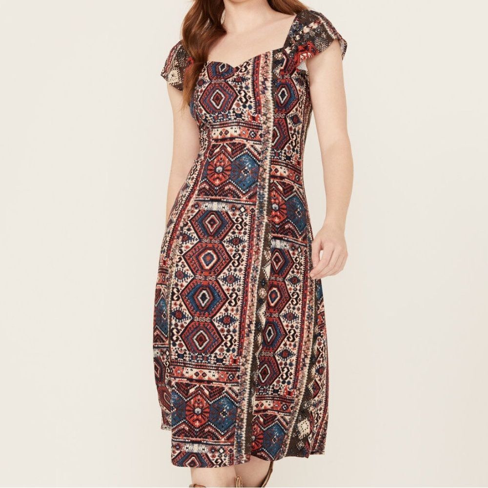 IDYLLWIND WOMEN'S BETHANY FLUTTER SLEEVE MIDI DRESS